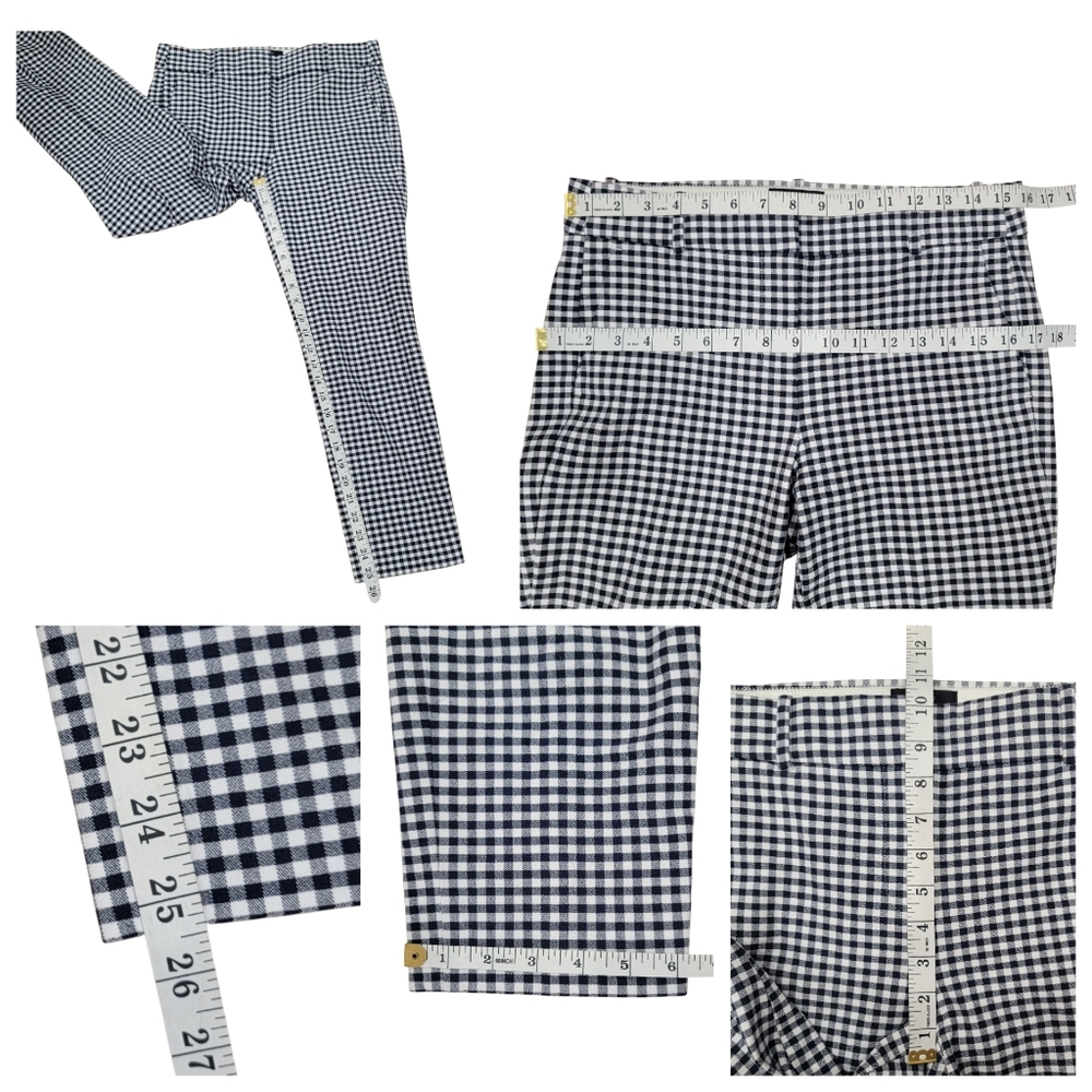 J. Crew Cameron Bi-Stretch Navy Gingham Checked Cropped Pants Cotton Womens Sz 6 - Picture 14 of 16